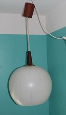 Mid Century Teak Kugelleuchte Glas Lampe Bastdekor  Louis Kalff Ära Philips 50s 