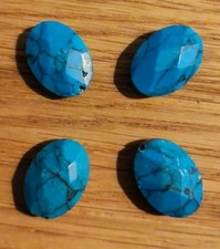 ❤️ Hobbyauflösung 4 Perlen Halbedelstein facettiert Magnesit Türkis ~ 13x18 mm
