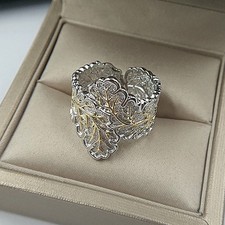 Damen breiter blatt ring 925er - blatt,