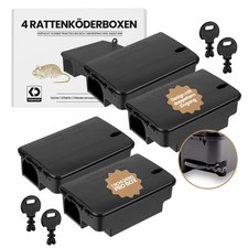 4 x Rattenköderbox für Haus Garten Industrie zum Auslegen von Rattengift schwarz