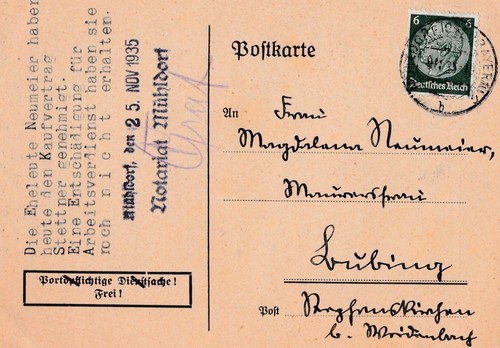 Postkarte vom notariat - postkarte,