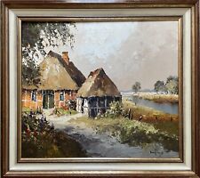 Erich Paulsen *1932 Gemälde Reetdach Bauernhaus / Bauernkate Haus am Wasser
