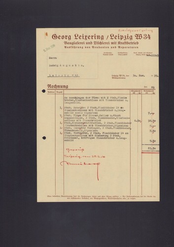 Leipzig rechnung 1939 - rechnung, georg