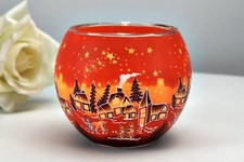 Leuchtglas 21831 Winter village 11cm Kerzenhalter Teelicht Windlicht Kerzenfarm