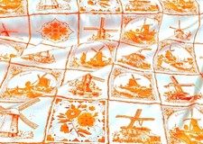 Power Stretch Stoff Karneval Fasching Kostüme Deko Weiß Neonorange Holland Motiv