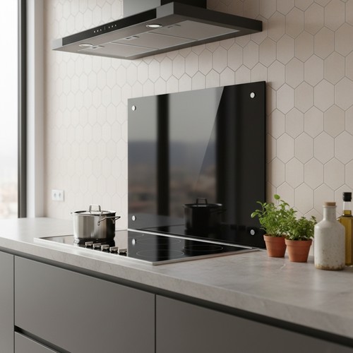 Spritzschutz 80x50cm schwarz - spritzschutz,