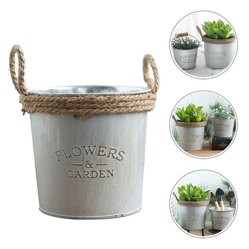 Silver iron flowerpot - iron, planter