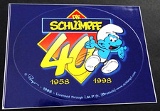 Werbe-Aufkleber Die Schlümpfe 40 Jahre 1958-1998 Peyo Schlumpf Smurf