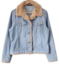 BODEN Cordjacke pastellblau - Größe 12 - Kunstfellkragen Denim Freizeit Cord