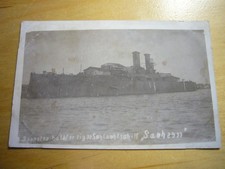 48) Postkarte Fotokarte Kaiserliche Marine - halbfertiges Schlachtschiff SACHSEN