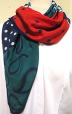 Seidentuch in versch. Farben rot,grün,blau u.weiß   VINTAGE  ca 74 x 77 cm