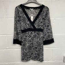 Schwarz-weiß gemustertes transparentes Kleid zum Binden der Taille UK14 von M&Co neu mit Etikett PD