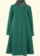 Wollimitat Mantel in A-Linie Gr. 54 Waldgrün Damen Wintermantel Jacke Neu