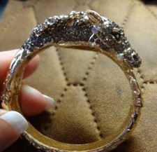  Armreif Armband Pferdekopf +Schweif goldfarben Strass Glitzer schwer 6 cm 