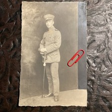 Reichsheer Soldat Bursche Degen Uniform 14x9 Original Foto Postkarte 1.WK