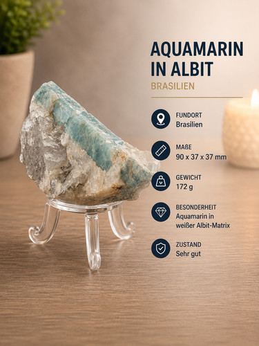Aquamarin auf albit brasilien - aquamarin,