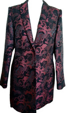 Madeleine Dame Blazer Jacke schwarz/weinrot schön Muster schick Material G40 neu