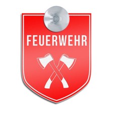 FEUERWEHR,Graviertes Hinweisschild,Axt,Beil - auch mit Sauger für KFZ,Auto,7x9cm
