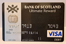 Sammlerstück Vintage UK Bank of Scotland ULTIMATE REWARD Debitkarte Ablauf 02/14