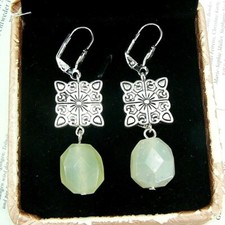 BAILYSBEADS edle Jade Ohrringe Ohrhänger Silberfarbige Ohrhaken neu FR53