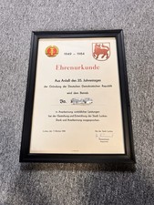 Ehrenurkunde Aus Anlaß Des 35 Jahrestag Der Gründung Der DDR Luckau 