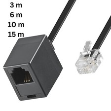 Telefon Kabel Verlängerung RJ11 4polig belegt 1F/1M Stecker>Buchse 3m 6m 10m 15m