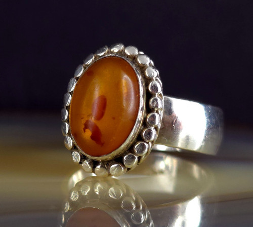 Ring silber 925 - ring, bernstein