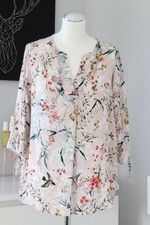 ORSAY zarte feine BLUSE Gr. 40 / M 42 rosa Blumen Print hm 3/4 Ärmel
