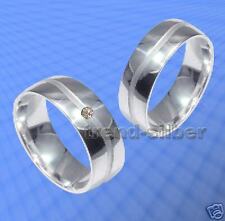 1 Paar Trauringe , Eheringe mit Stein , Silber 925  , GRAVUR GRATIS , J75-1