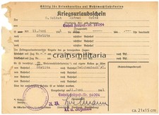 Orig. Kriegsurlaubsschein