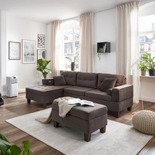 NEU & OVP – HOME DELUXE „ROM“ Samt-Sofa mit Récamiere, Braun – Lieferbar MÜNCHEN