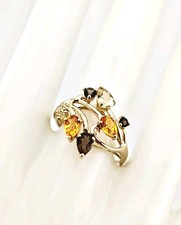  Floraler Edelstein Ring ? 333 Gold gr.63 Citrin Rauchquarz Goldring Edelstein 