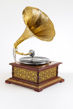 Grammophon Trichter Gold Trichtergrammophon Vintage Schallplattenspieler Antik