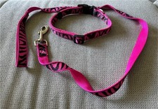 Hundehalsband und Leine Tiger pink