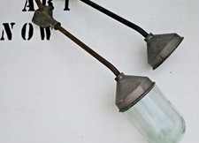 2 alte Hoflampen Antik Glaslampen Fabriklampe Vintage Loft