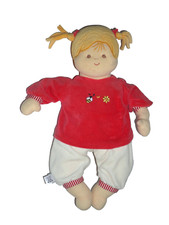 Sterntaler Puppe 45 cm Magdalena rot beige Mädchen Stoffpuppe Kuschelpuppe Püppi