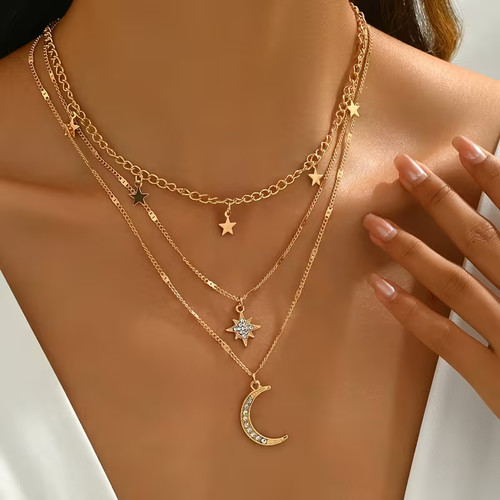 Vergoldete strass halskette - vergoldete,