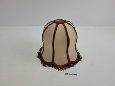Lampenschirm Fransen Stoff braun beige Metallgestell Ø20cm Vintage Deko #2510570