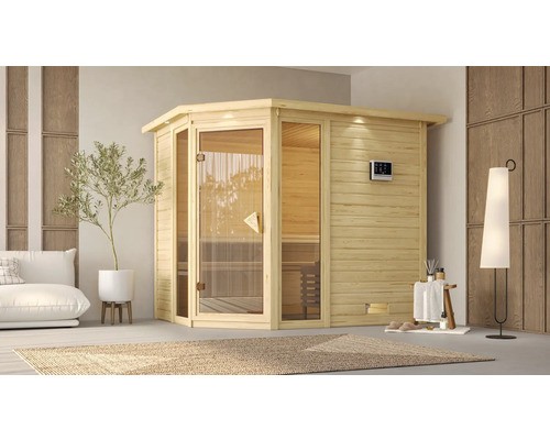 Massivholzsauna karibu saphir - massivholzsauna,