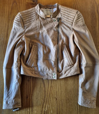 H&M ECHTLEDER BIKER LEDER JACKE Hell Braun Gr.S