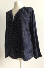 MASSIMO DUTTI BLUSE GR.40 EUR DUNKELBLAU MIT WEIßEN BLUMEN LILA BORDEAUX PUNKTEN