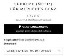 20“ Felgen mit guten Sommerreifen von MoTec