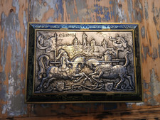 Lebkuchendose / Keksdose Otto Schmidt Nürnberg ca. 1950 silber gold, "Turnier"