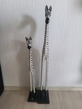 Holz Zebra Handarbeit Deko Figur Schwarz Weiß Gestreift Afrika Tiere Figur XXL