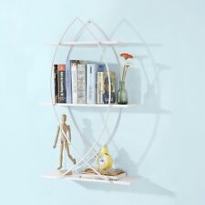 B-waren Wandregal in Fischdesign,Bücherbord m. 3 Ablagen, weiß,FRG192-W-bwaren