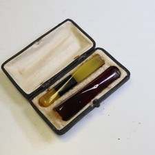 2 Historische Bernstein Zigarettenspitzen 6,5 cm         B13