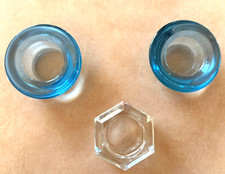 Teelichthalter, 3 Stück, 2x rund + 1x sechseckig, für Standardlichter, aus Glas