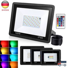 LED STRAHLER RGB MIT FERNBEDIENUNG STECKER FLUTER BUNT SCHEINWERFER GÄRTEN 100W
