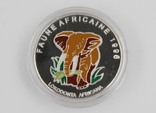 1000 Francs 1996 Kongo Faune Africaine Elefant Silber mit Farbe