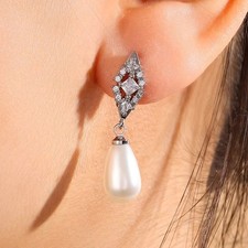 Ohrringe Geometrische Zirkon Tropfen Perlen Ohrringe Silber oder Gold Farbe